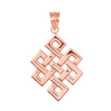 Rose Gold Japanese Buddhist Eternity Knot Pendant
