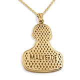  Solid Yellow Gold Double Sided Diamond Cut Malverde Pendant Necklace