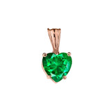 10K Rose Gold Heart May Birthstone Emerald  (LCE) Pendant Necklace