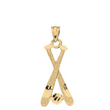 Diamond Cut Baseball Bats Pendant Necklace in Solid Gold (Yellow/Rose/White) Diamond Cut Baseball Bats Pendant Necklace in Solid Gold (Yellow/Rose/White)