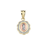 Yellow Gold Diamond Lady of Guadalupe Tri-Tone Pendant Necklace 