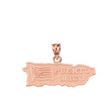 Solid Rose Gold Puerto Rico Map Pendant Necklace