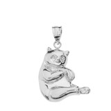 Solid White Gold Panda Pendant Necklace