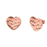 Rose Gold Hammered Heart Pendant Necklace Set