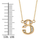14K Solid Yellow Gold Armenian Alphabet Diamond Initial "Tsu" Necklace