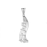 Vertical Musical Notes Pendant Necklace in Sterling Silver