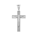 INRI Halo Crucifix Cross Pendant Necklace in White Gold