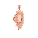 Illinois The Land of Lincoln State Map Silhouette in Rose Gold