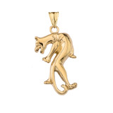 Yellow Gold Panther Pendant Necklace