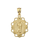 Saint Andrew Pendant Necklace in Solid Gold (Yellow/Rose/White)
