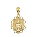 Saint Joseph Pendant Necklace in Solid Gold (Yellow/Rose/White)