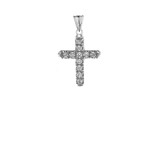 Mini Elegant Diamond Cross Pendant Necklace In White Gold