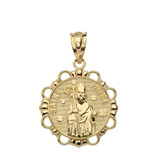 Round Saint Patrick Pendant Necklace in Gold (Yellow/Rose/White)