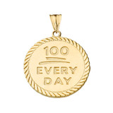 "100 Every Day" Rope Disc Pendant Necklace in Yellow Gold