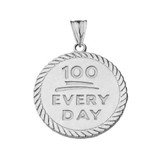 "100 Every Day"Rope Disc Pendant Necklace in Sterling Silver