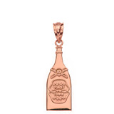 Solid Rose Gold Toast of The Town Champagne Bottle Pendant Necklace