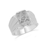 MenŸ??s Sterling Silver Masonic Ring