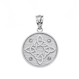 Sterling Silver Diamond Cut Celtic Trinity Knot Circle Pendant Necklace