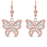 Filigree Butterfly Earrings in Two-Tone Yellow And Rose Gold