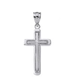 Solid White Gold Framed Cross Pendant Necklace