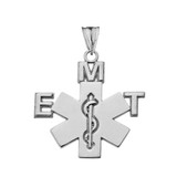 Emergency Medical Technician (EMT) Pendant Necklace in White Gold