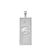 Sterling Silver Double Sided Million Dollar Bill Money Pendant Necklace (Small)