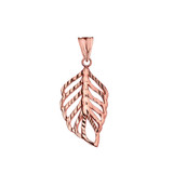 Designer Sparkle Cut Leaf Pendant Necklace in Rose Gold