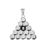 8 Ball Pool Pendant Necklace in White Gold