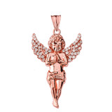Angel Pendant Necklace in Rose Gold