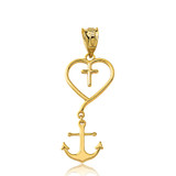 Jesus is the Anchor of My Soul Pendant Necklace in Yellow Gold
