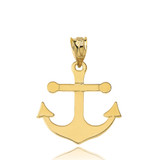 Dainty Sleek Anchor Pendant Necklace in Yellow Gold