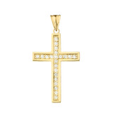 Mod-Chic CZ Cross Pendant Necklace in Yellow Gold