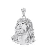 Sterling Silver Jesus Christ Head Pendant Necklace