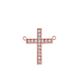 Chic Diamond Cross Necklace in 14K Rose Gold