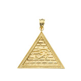 Egyptian Pyramid with Eye of Horus Pendant Necklace in Gold (Yellow/Rose/White)