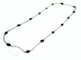 Gemstone Necklaces - Charisma Green Moon Stone Long Necklace in Sterling Silver 40 Inch