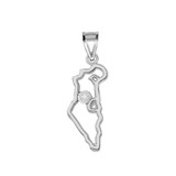 Diamond Outline Israel Map Pendant Necklace in White Gold