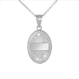 Divine Mercy Oval Medallion with CZ Pendant Necklace in .925 Sterling Silver
