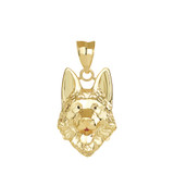 German Shepherd Head Pendant Necklace in Gold (Yellow/ Rose/White)