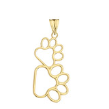 Dog Paw Outline Pendant Necklace in Gold (Yellow/Rose/White)