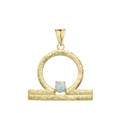 Elegant Satin Finish Libra Zodiac Sign October Birthstone Pendant Necklace In Gold