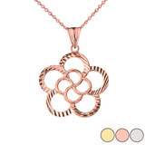 Designer Sparkle Cut Flower Pendant Necklace in Gold (Yellow/Rose/White Gold)
