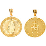 Our Lady of Graces Miraculous Medal Pendant Necklace in Solid Gold (Yellow/Rose/White)