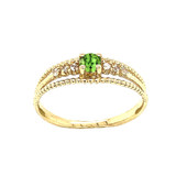 Genuine Peridot and Diamond Modern Engagement/Promise Ring in Gold (Yellow/Rose/White)