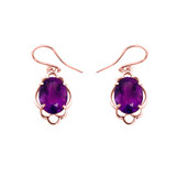 Genuine Amethyst Oval-Shaped Clover Dangle Earrings in Gold (Yellow/Rose/White)