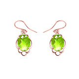Genuine Peridot Oval-Shaped Clover Dangle Earrings in Gold (Yellow/Rose/White)