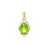 Genuine Peridot Oval-Shaped Clover Pendant Necklace in Gold (Yellow/Rose/White)