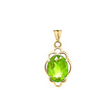 Genuine Peridot Oval-Shaped Clover Pendant Necklace in Gold (Yellow/Rose/White) Genuine Peridot Oval-Shaped Clover Pendant Necklace in Gold (Yellow/Rose/White)