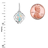 Simulated Opal Open Work Earring In Sterling Silver