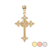 Diamond Saint Cross Pendant Necklace in in Gold (Yellow/Rose/White)